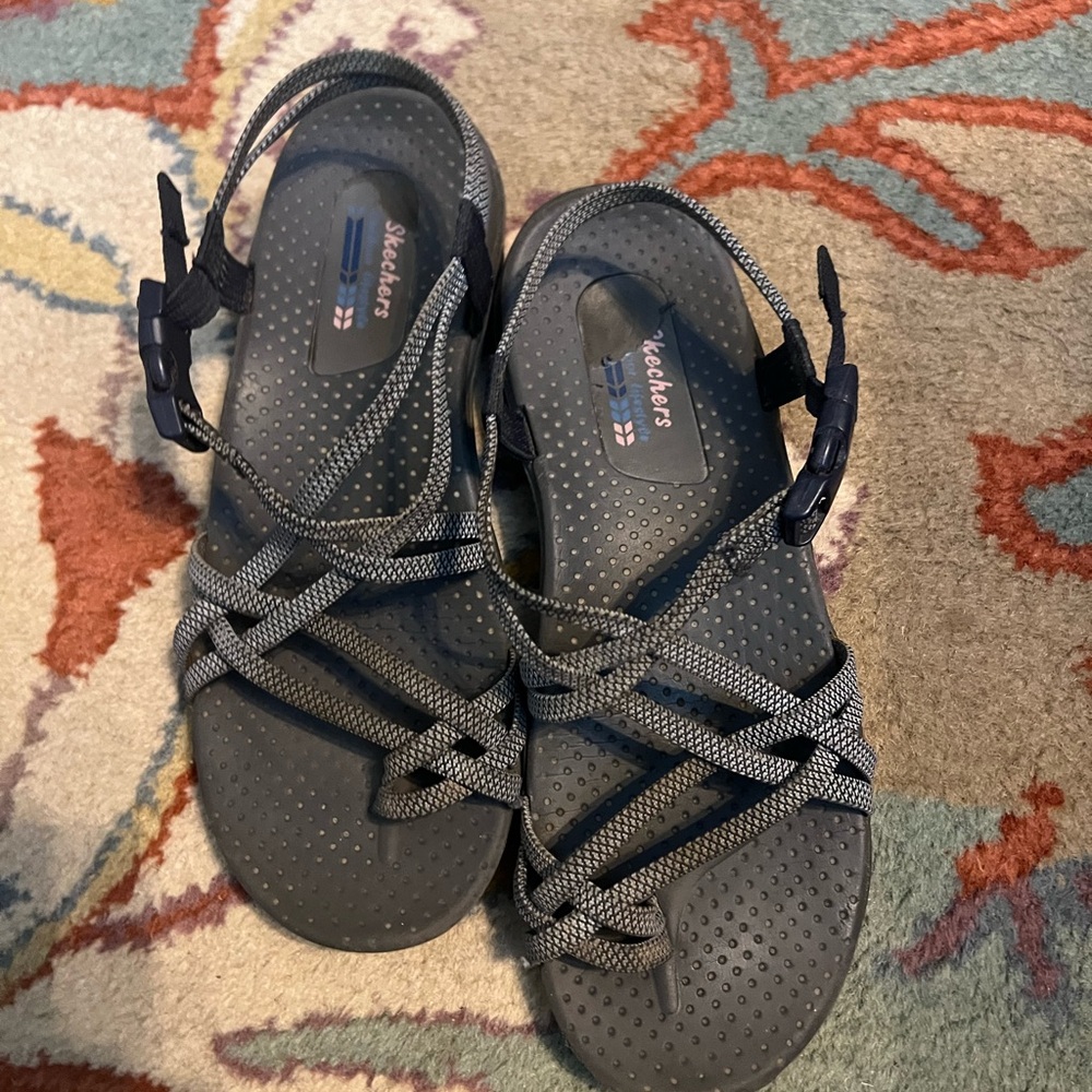 Black and Gray Strappy Sandals